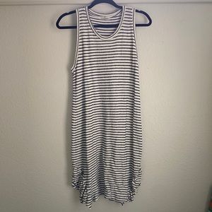 Anthropologie Sundays Two White Navy Blue Stripe Terry Sleeveless Dress Small